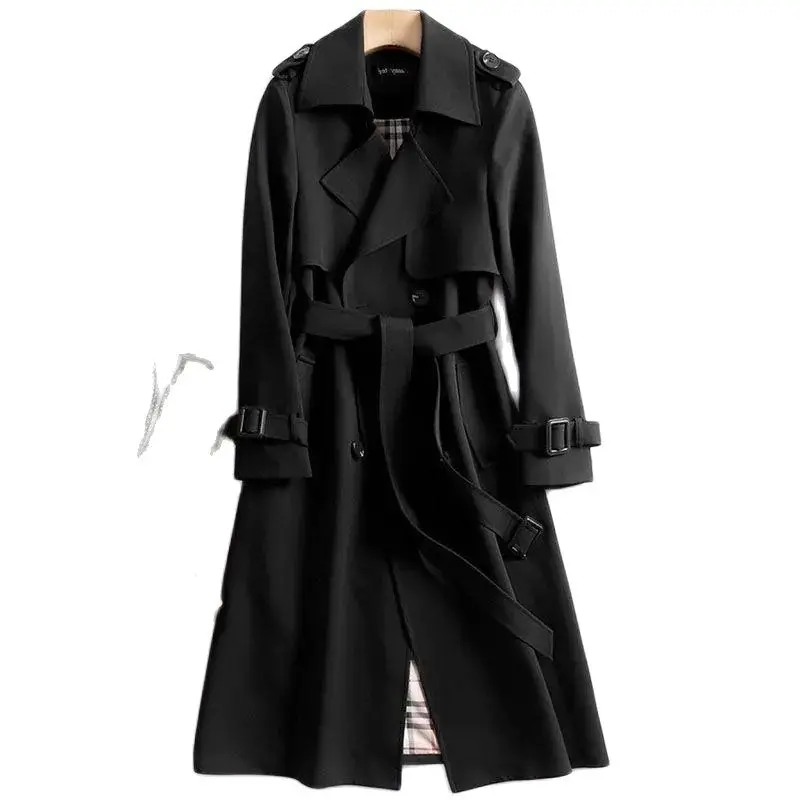 

Windbreaker Women's Long Korean Version Of Loose Fashion British Style Over-the-knee Temperament Autumn And Winter Belt Coat