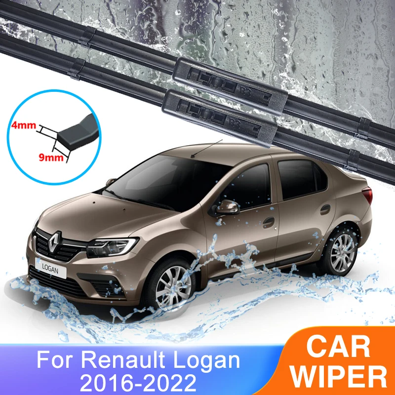 

Для Renault Logan II III MK2 MK3 2016 ~ 2022 лобовое стекло щетки стеклоочистителя переднего стекла резак бескостный бескаркасный резиновый автомобиль