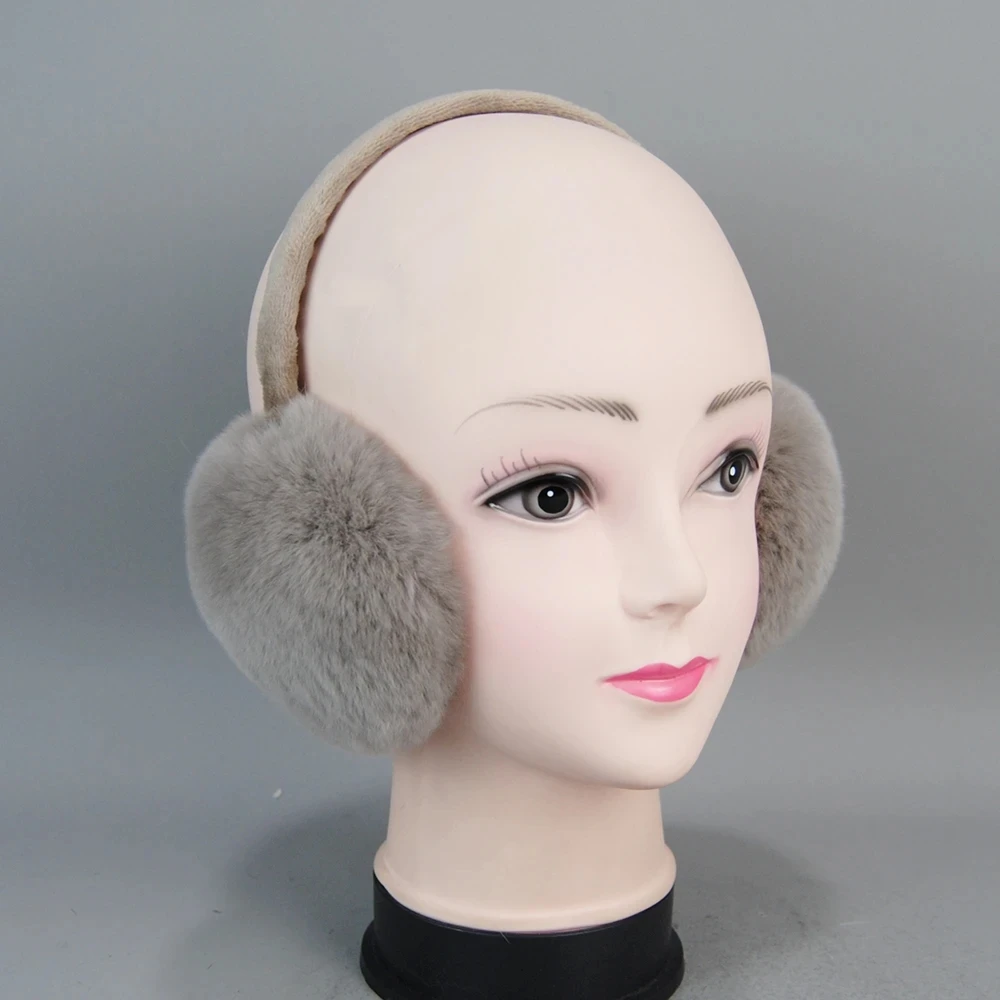 Women Winter Quality Real Rex Rabbit Fur Earmuffs Rex Rabbit Fur Earmuff Lovely Girl Genuine Ear-caps warm earmuffs fur earmuffs