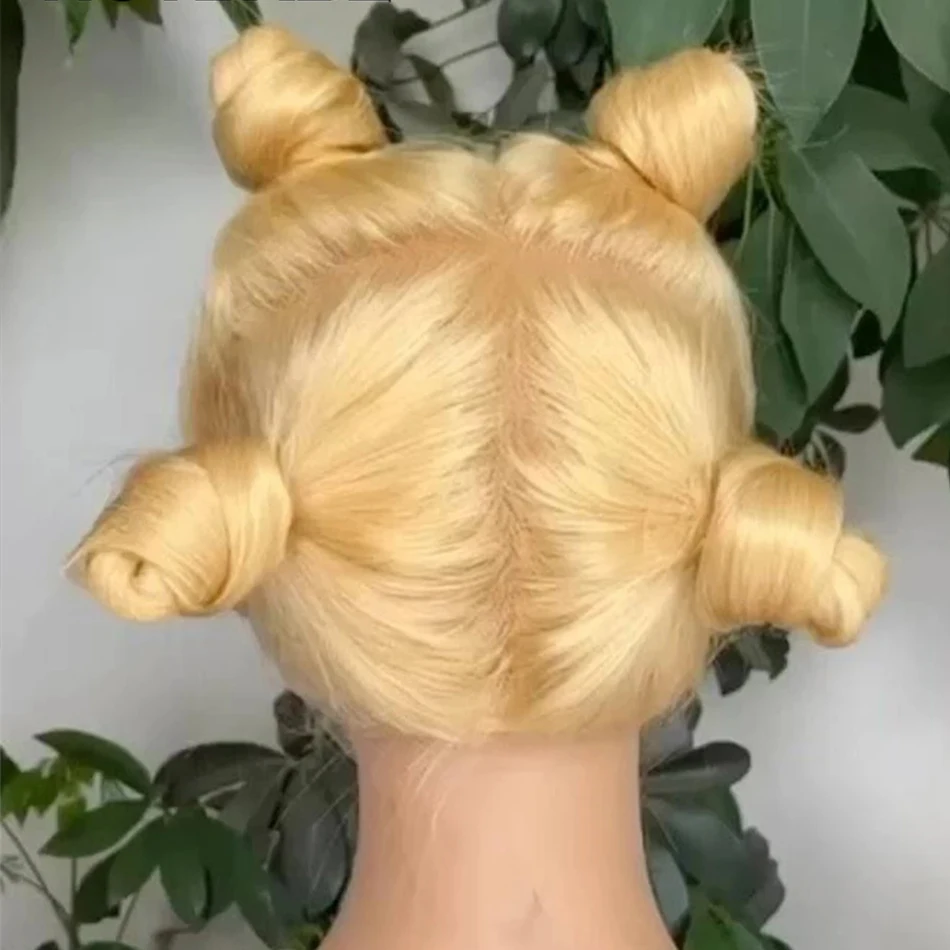 Human Hair Wig Full Lace Wig Real Human Hair 613 Blonde Straight Remy Hair Brazilian Ponytail Wig Transparent Lace Frontal