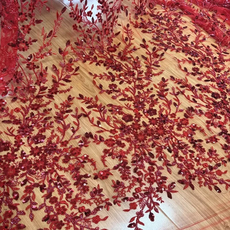 Multi Colored High-end Lace Embroidery Fabric Is An Ideal Material for Making Wedding Dresses, Gowns, and Clothing Accessories