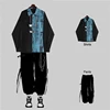 ARENS 2024 Spring Autumn Unisex Harajuku BF Loose Cargo Pants Long-Sleeved tie-dye Shirt+Handsome Chain Pants Two-Piece Set Suit 1
