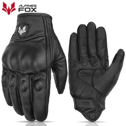 Vintage Black Leather Motorcycle Gloves - Wear-Resistant, Touchscreen, Anti-Slip Retro Design - XXL (Black)