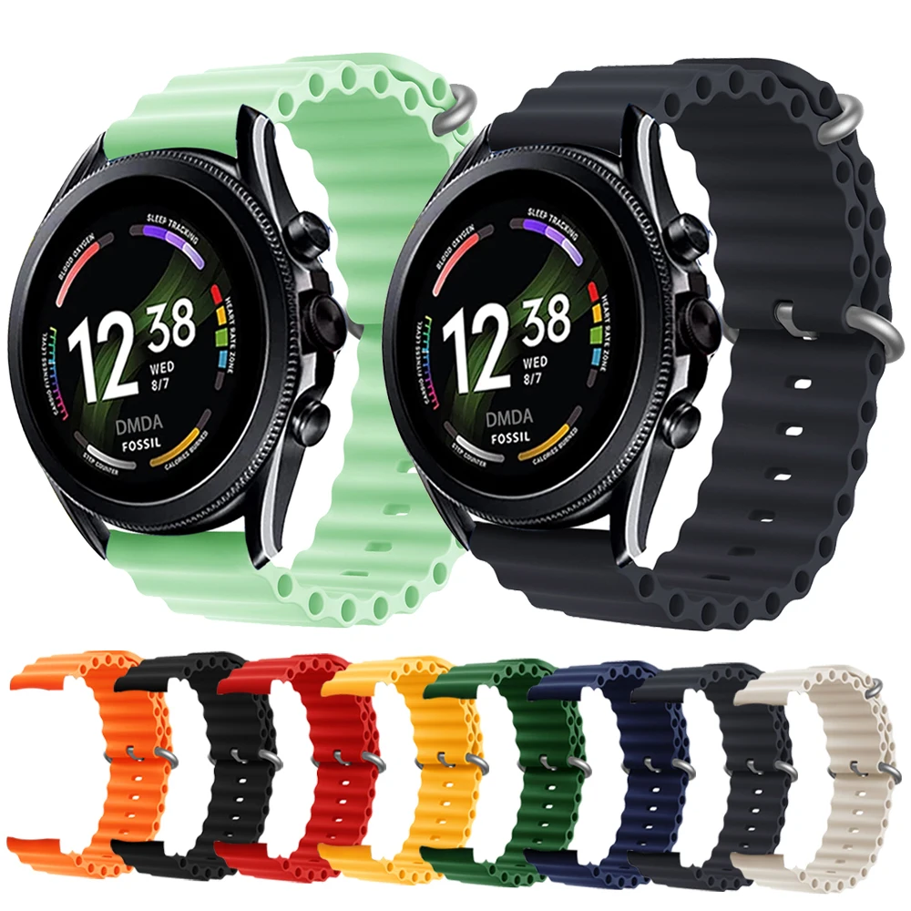 Cinturino Di Ricambio In Silicone Smart Watch Per Fossil Gen 6 44Mm Ocean Strap Per Fossil Gen 5E 44Mm/Gen 5 Lte 45Mm Braccialetto Da Polso