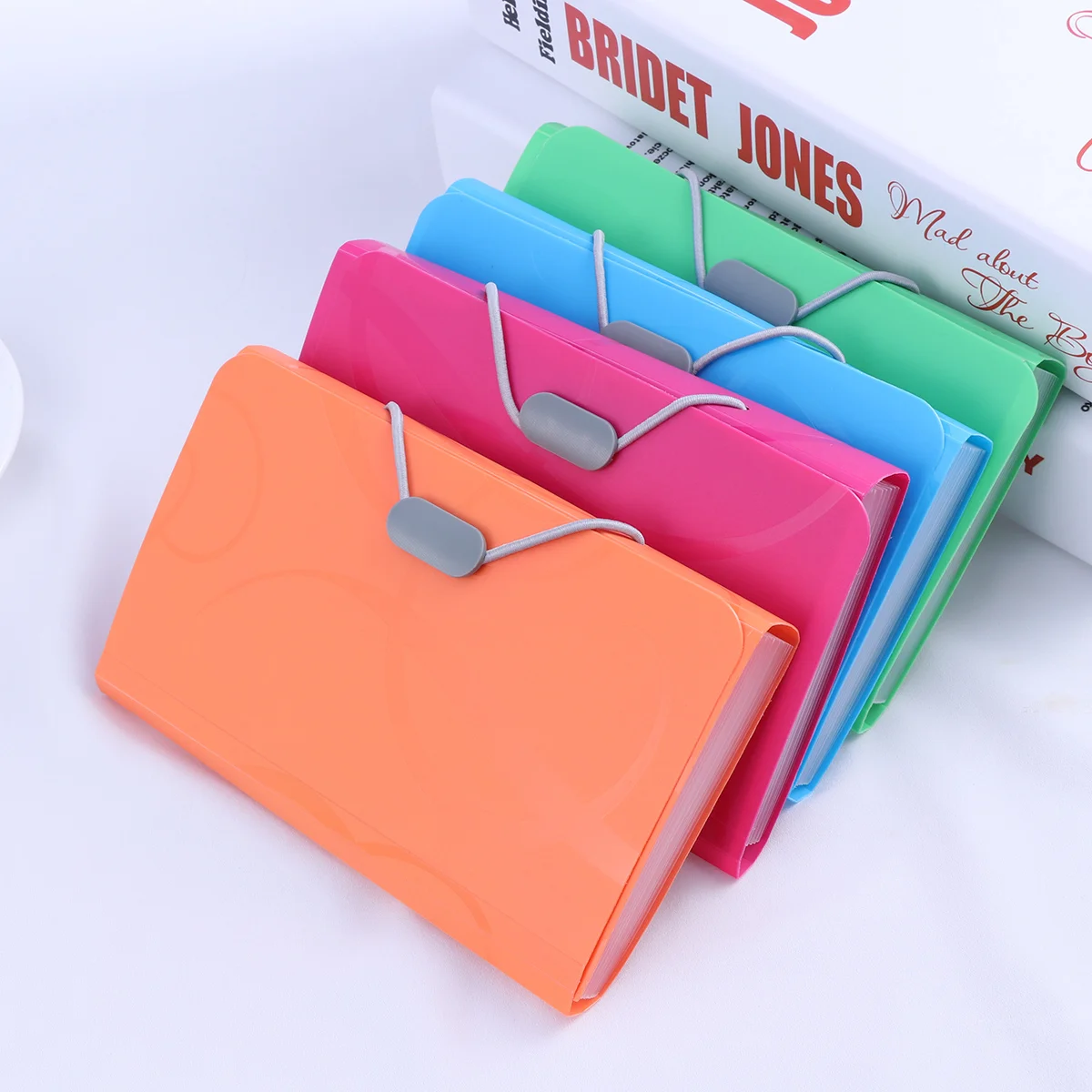 

4pcs Expanding File Folder with 13 Pockets, Size Document Folder with Bungee Closure, Accordion File Organizer Folder for