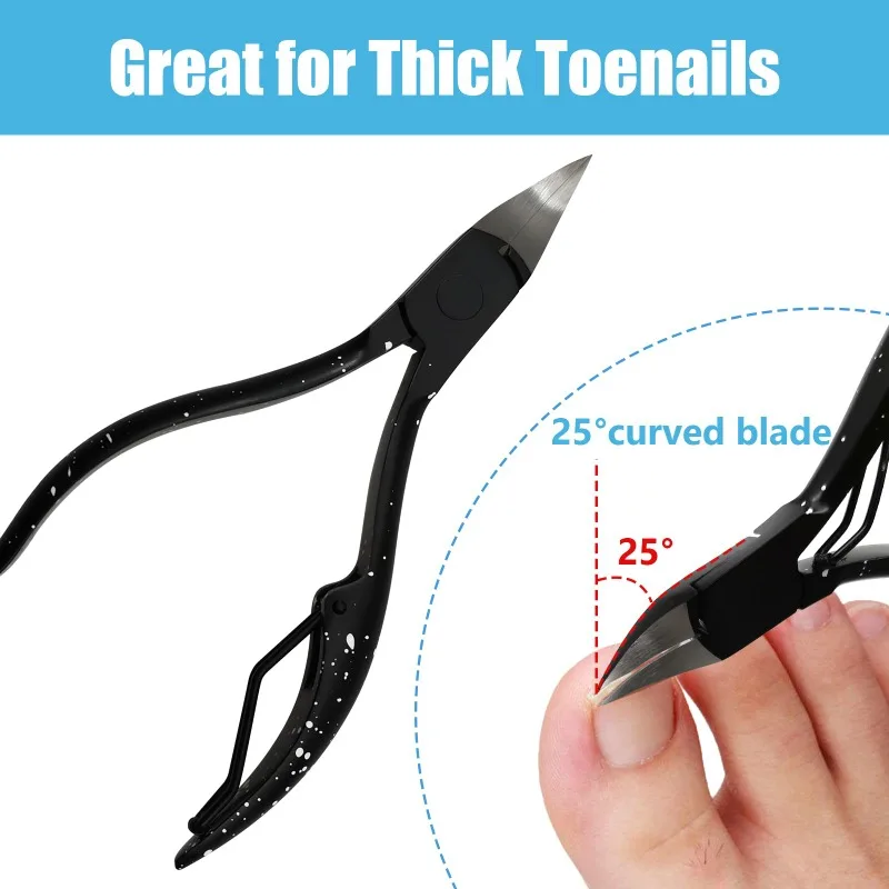 Zalaxt Toenail Clippers Nail Clippers for Thick or Ingrown Toenails Stainless Steel Long Handle Toenail Cutters