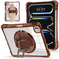 Rotating Hand Band Stand Tablet Case with Clear Cover for Pro 2018 2020 11inch (Coffee)