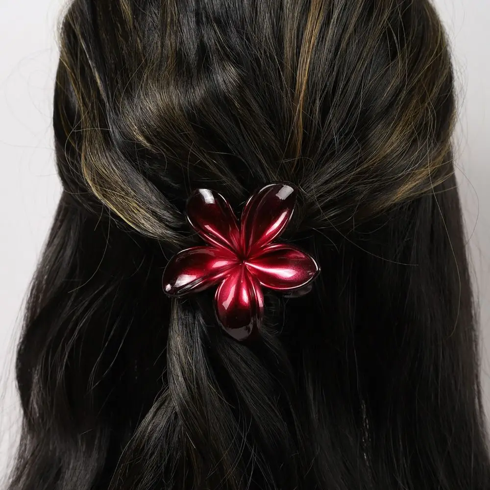 Blumen form Blume Haars pange Hawaii Haarschmuck Perl glanz Pferdes chwanz Clip Y2k Stil Haar Kralle Mädchen – Detail 6