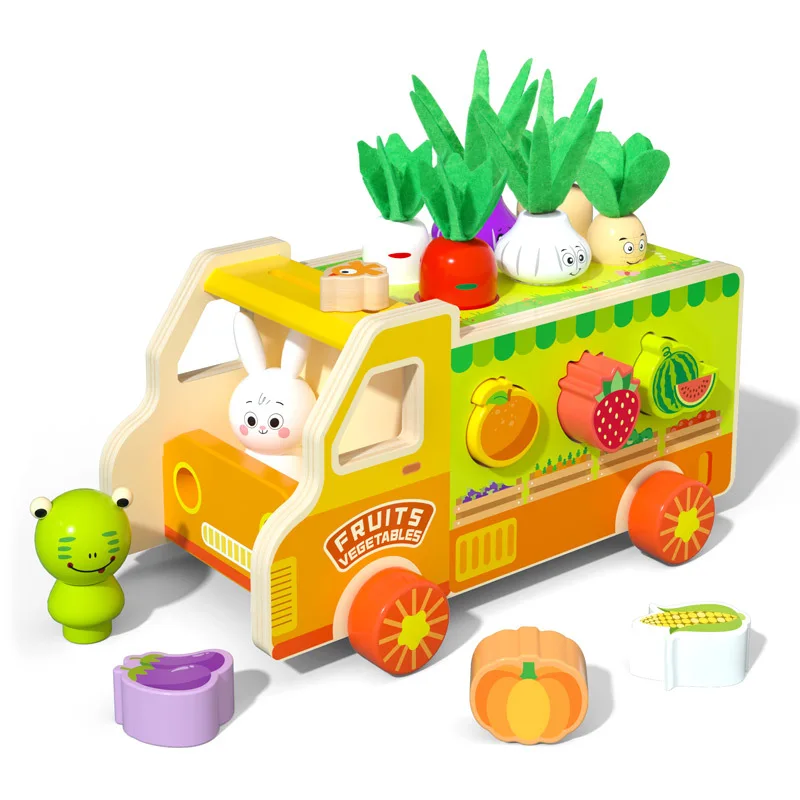 

Wooden Montessori Toys for Toddlers Carrot Harvest Shapes Sorting &Matching,Preschool Learning Fine Motor Skills Game for Babies