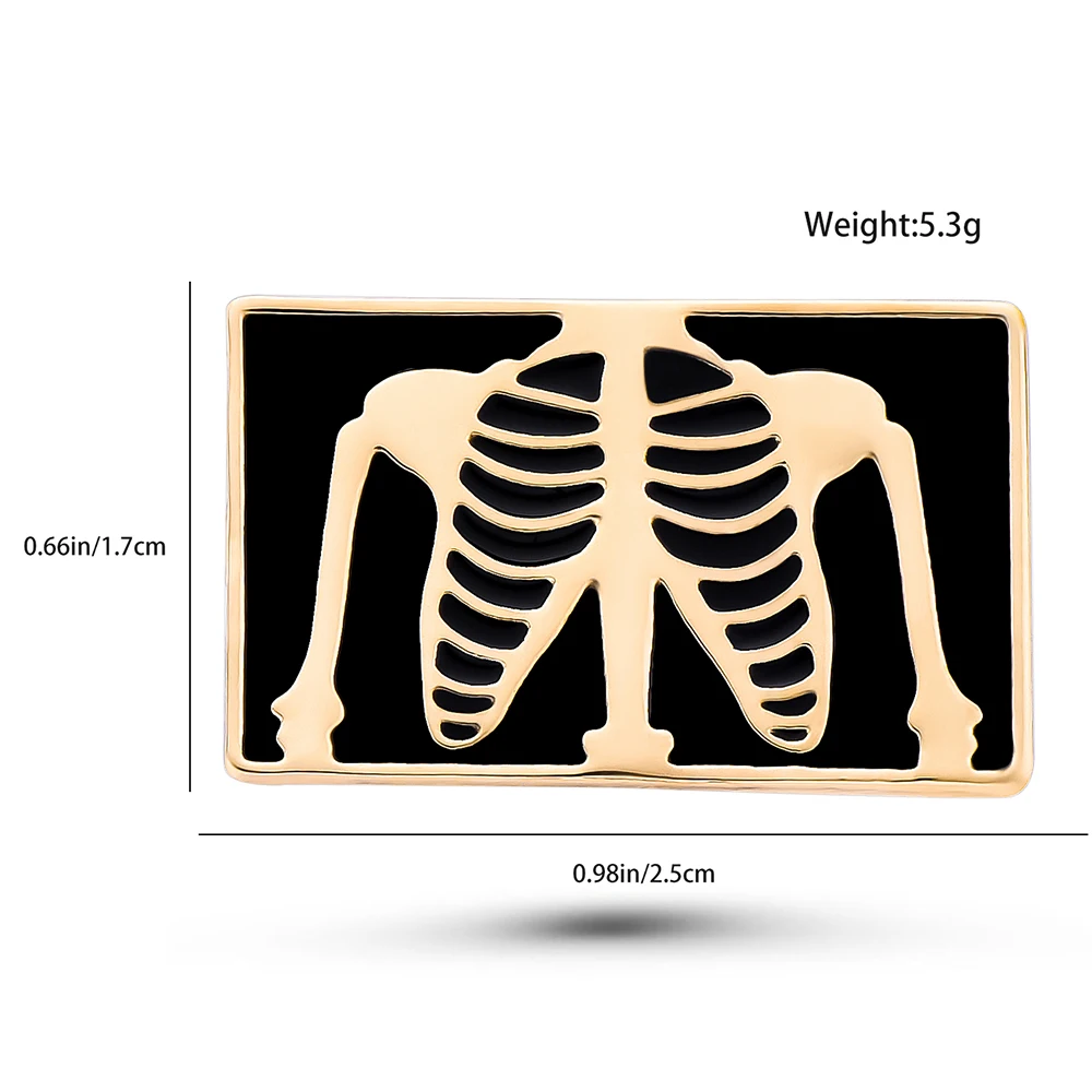 Bone Enamel Brooch Anatomy Gold Sternum Rib Creative Jewelry Lapel Jacket Accessory Pin Orthopedic Surgeon