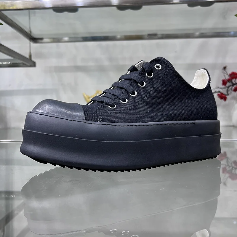 Casual Shoes Men Low Top Double Bumpers Thick Sole Canvas Black Dark Shadow Street Ro Lace Up Women Designer Luxury Sneakers 4