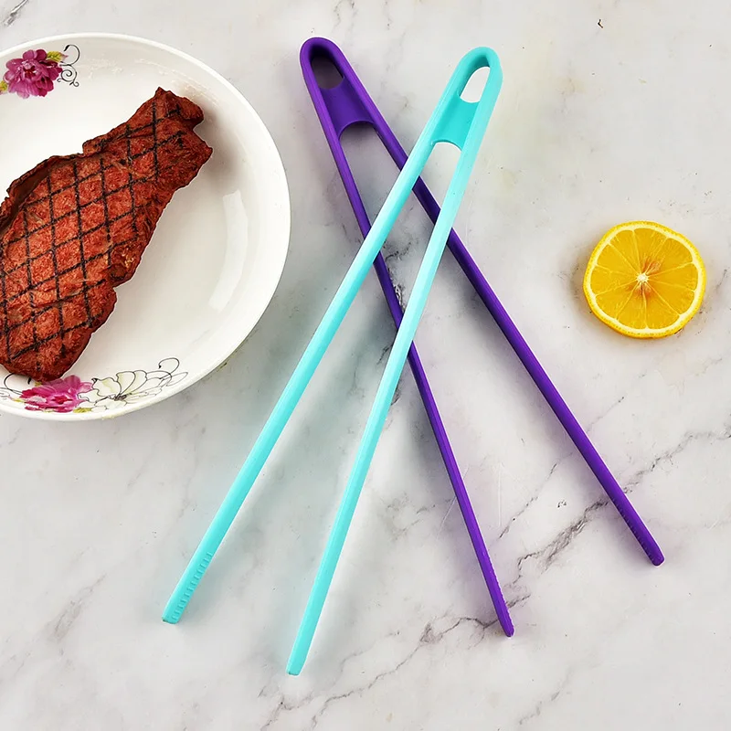 Non-Slip Silicone Tongs Bread Food Barbecue Clip Long Handle Steak Clamp Kitchen Cooking Tools