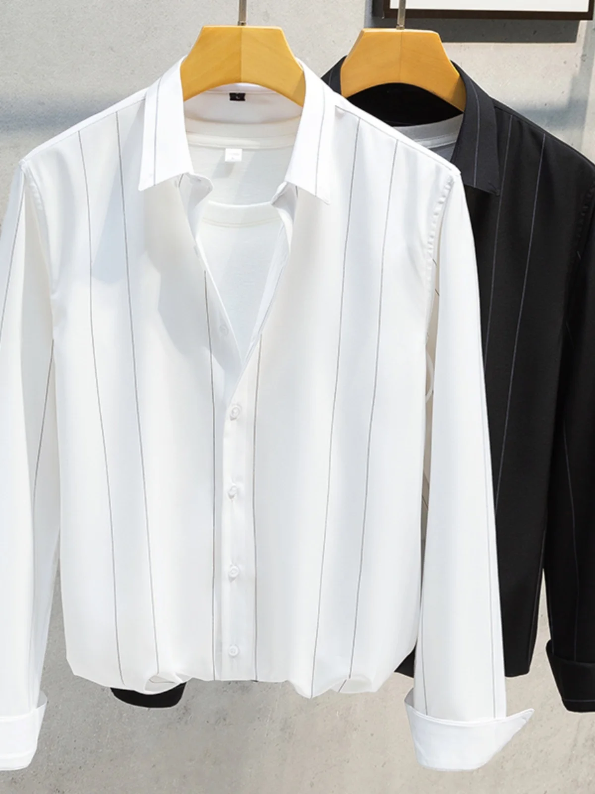 

Мужская рубашка в полоску, Повседневная рубашка с длинными рукавами, на пуговицах, Стандартный крой, универсальная одежда на осень, C103