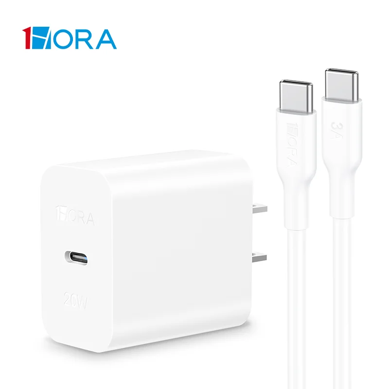 

1HORA Huawei Charger PD 20W Type C Fast Charging Adapter With 1M 3A Quick Charger Cord For Android Xiaomi Samsung GAR153
