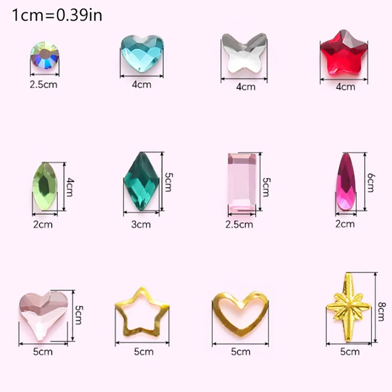 치과 치아 보석 크리스탈 다이아몬드 장식 DIY 도구, 의치 아크릴, 다양한 모양, 컬러 치아 쥬얼리, 1 세트