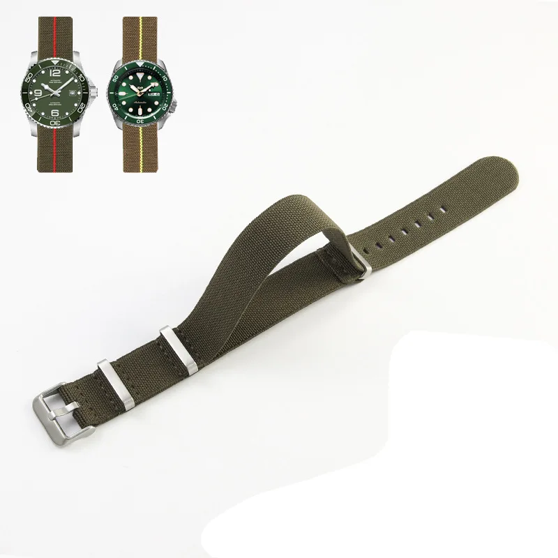 Premium NATO Nylon Watch Band - Black & Green, Sweat-Absorbent and Woven Design