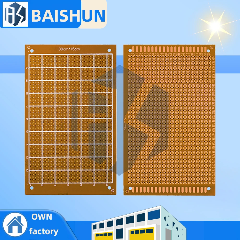 9×15cm FR-1 베이클라이트 단면 구리 클래드 PCB, DIY 전자제품용 노란색 프로토타입 보드(1개)