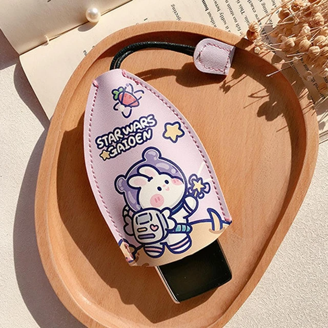 Creative Pull Out Keychain Key Sleeve, Cartoon Pu Leather