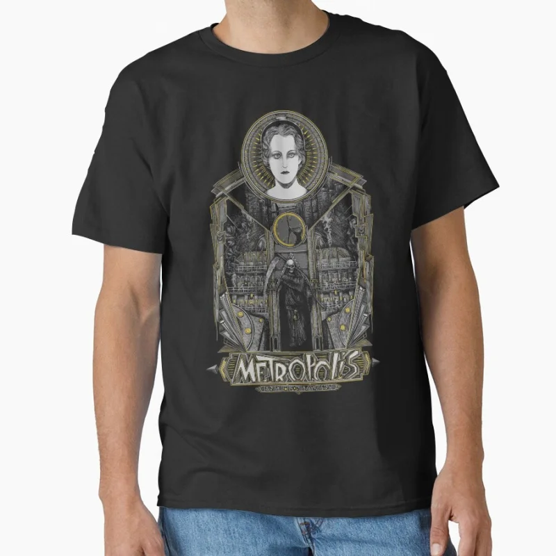 Retro Science Fi Metropolis Fritz Lang Film Deutschland Kino Kurzarm Rundhals T-Shirt große Größe Erwachsene Tops S-6XL
