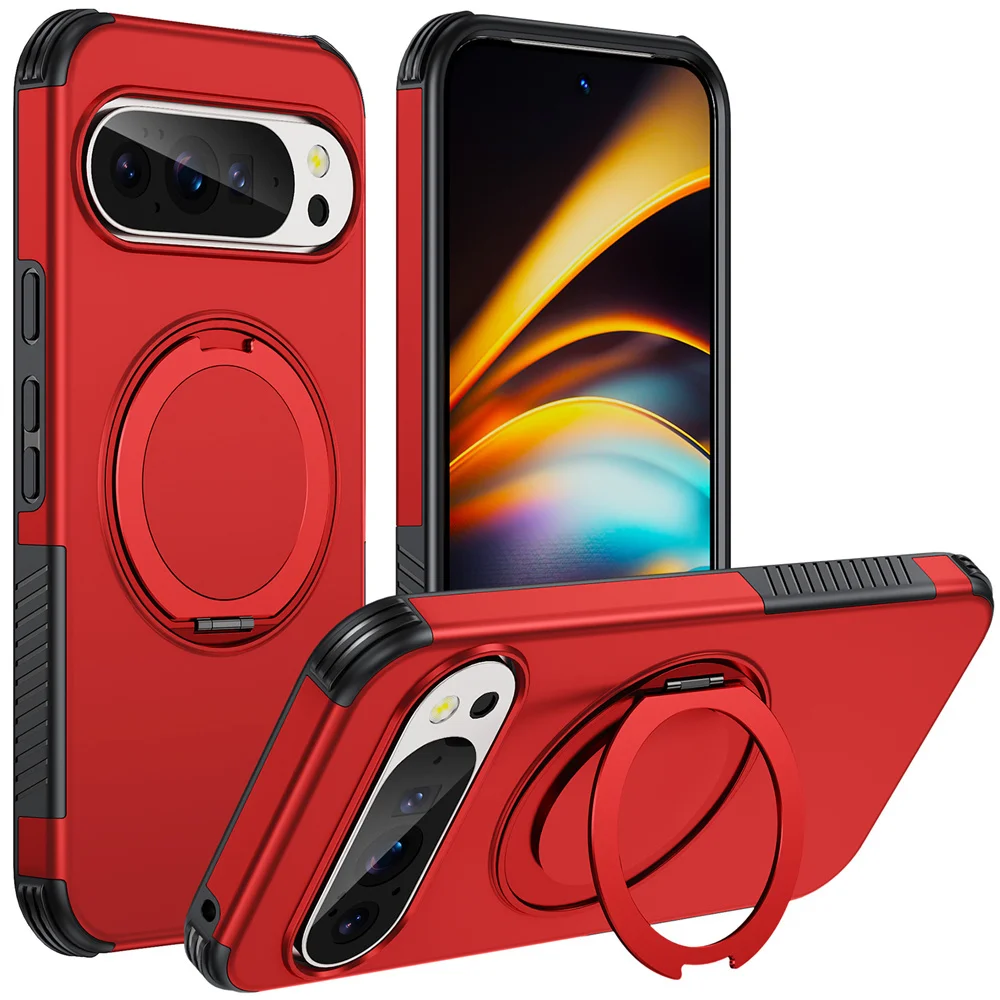 Luxury Magnet Rotating Fold Stand Magnetic Phone Case with Non-Slip Shockproof Armor Cover