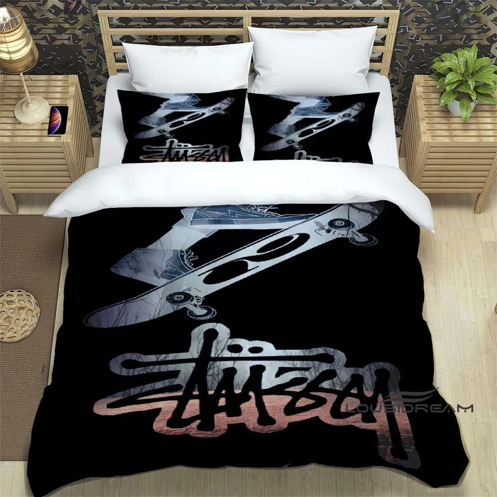 

Fashion S-Stussy Bedding Set Fashion 3D Printing Home Decoration Boy Girl King Size Bedding Set Quilt Cover Pillowcas