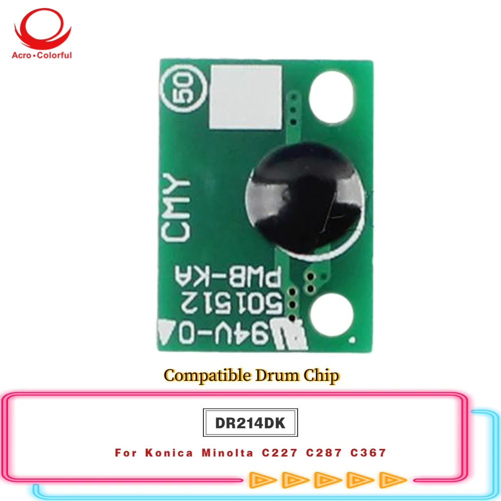 

DR214DK Drum Chip For Minolta Bizhub C227 C287 C367 Laser Printer Copier Cartridge Refill