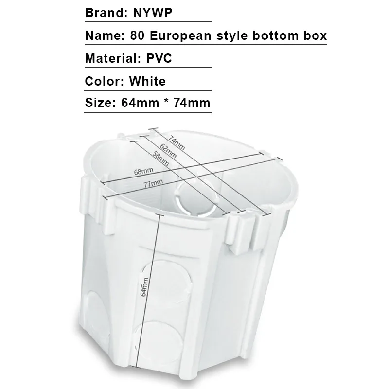 NYWP EU Standard Wall Round Mounting Box Internal Cassette Wiring Box White Back Box EU Switch and Socket