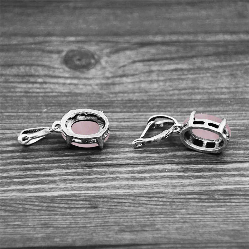 Pendant Earrings Vintage Natural Quartz Jades Amethysts Claw Antique Silver Plated Stone Unakite Women Jewelry