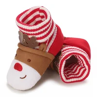 Infant Newborn Booties Santa Foot Socks Baby Christmas Boots Lovely Snowflake Santa Design Winter Warm Slippers Anti-Slip Shoes 4