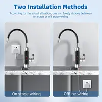 Robinet chauffe-eau instantané 3000W, eau chaude et froide, chauffage rapide, petit appareil de cuisine, robinet chauffant électrique en acier inoxydable avec affichage de la température LCD, 360° °   Robinet d'eau chaude rotatif pour cuisine et salle de bain 6