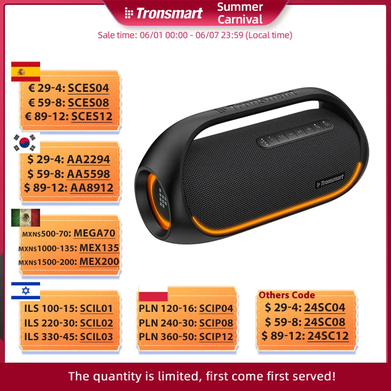 Tronsmart Bang Speaker 60W Bluetooth Speaker Met Lossless Hi-Res Audio, Zware Bas, App Control, draagbare Handvat, Voor Party