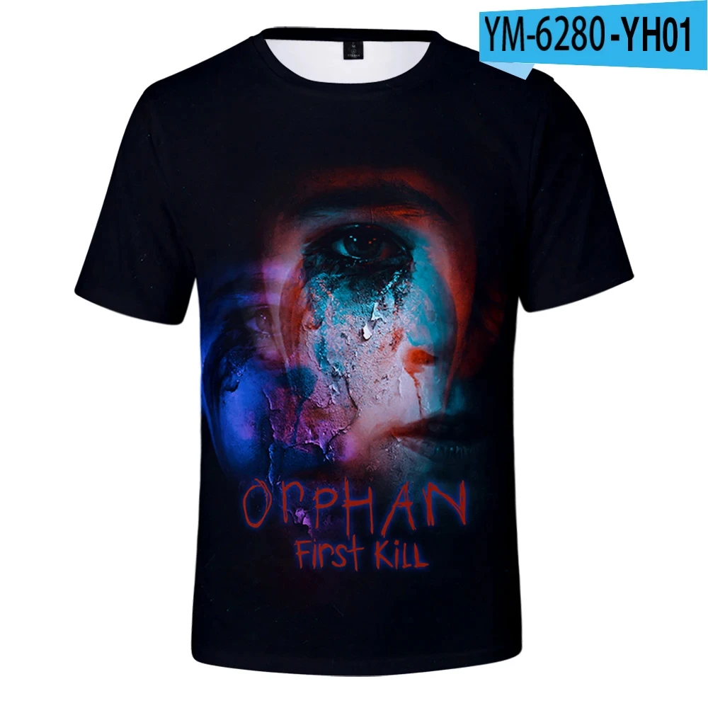 thumbnail image 1 of Camiseta unisex de manga corta con cuello redondo y estampado 3D de la película de terror Orphan First Kill, estilo Harajuku, informal, para verano, 1 of 5