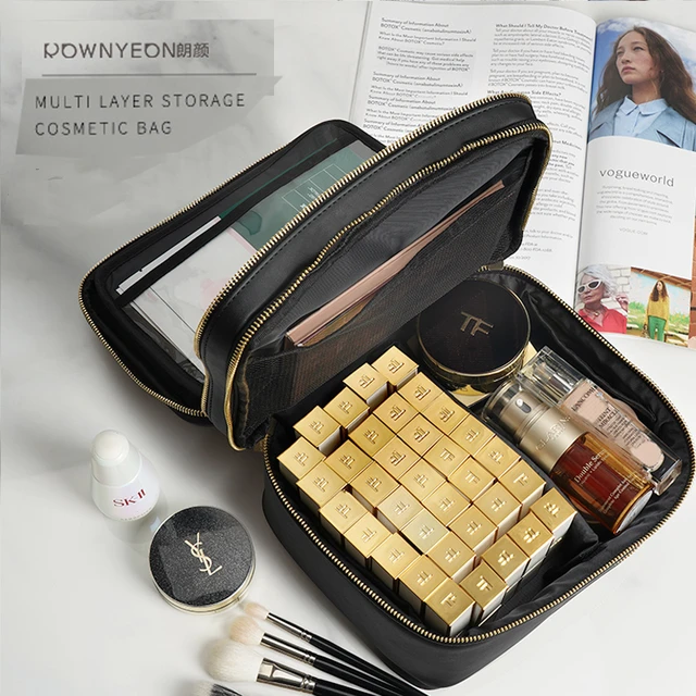Rownyeon Luxury Cosmetic Bag Professional Makeup Bag Travel