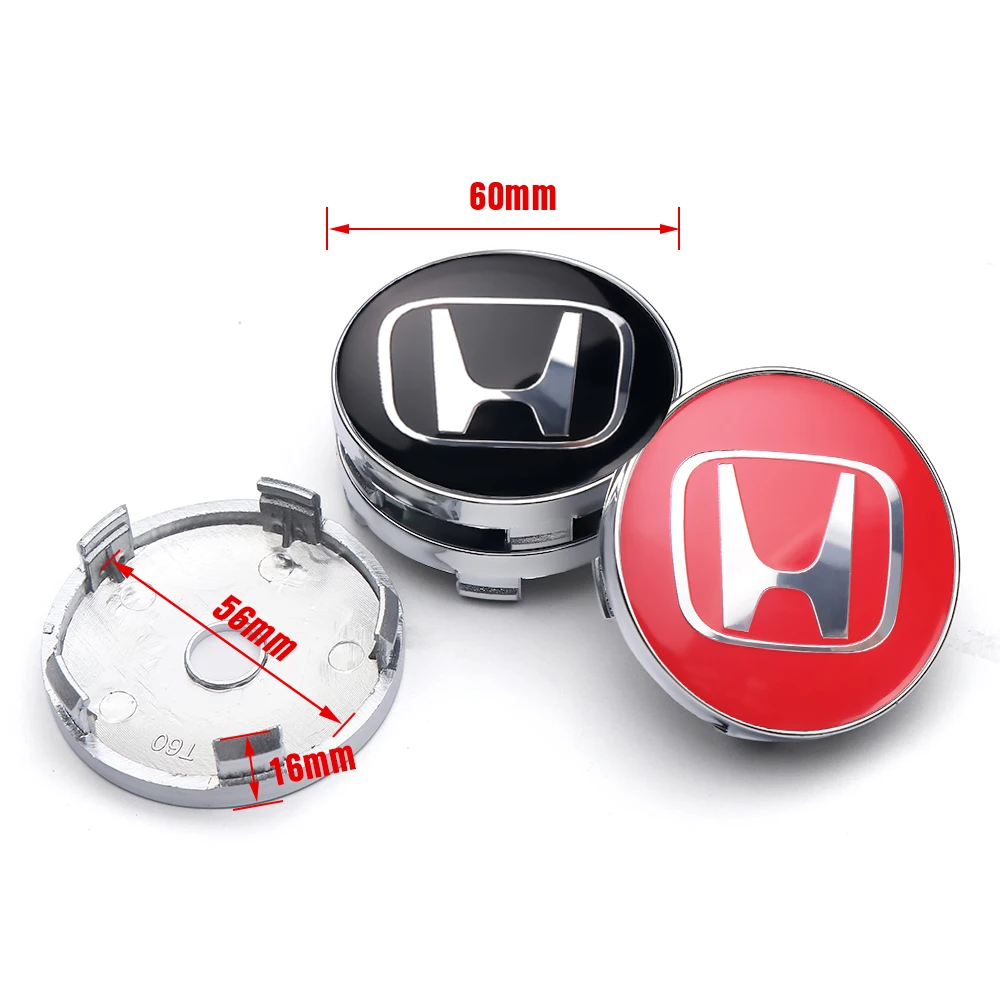 Car Styling Aluminum Wheel Center Hub Caps Stickers 4Pcs For Honda