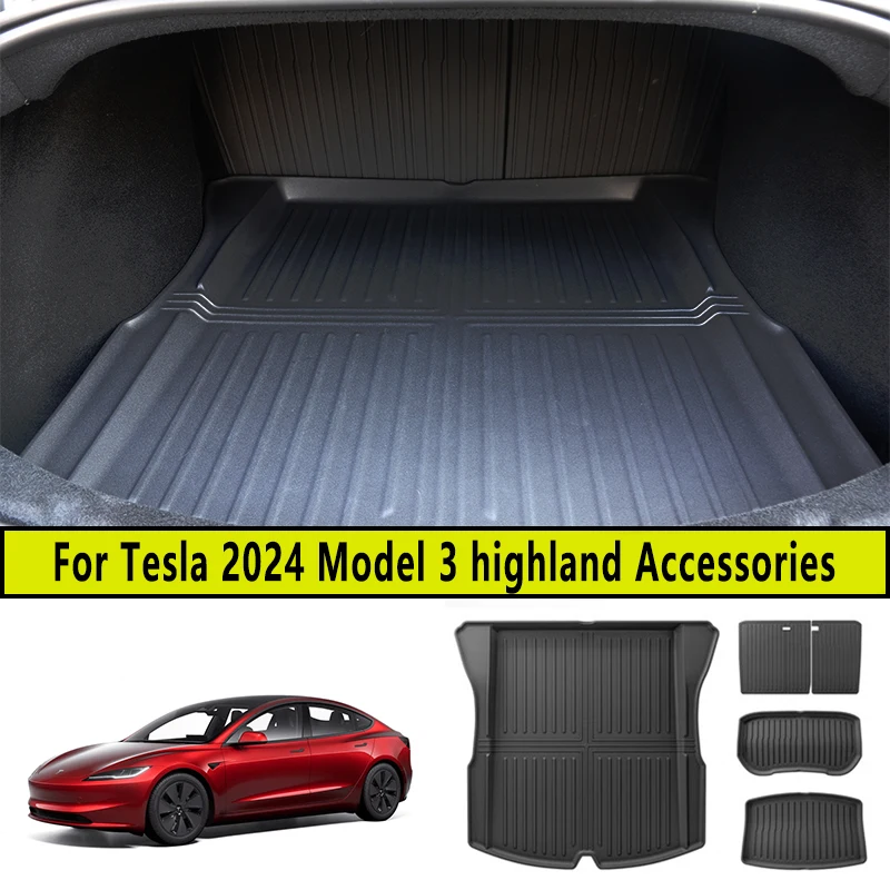 For Tesla 2024 Model 3 highland Trunk Mat Luggage Waterproof Non-Slip All  Weather Fit Car Interior TPE Seat Cover Car Accessorie - AliExpress