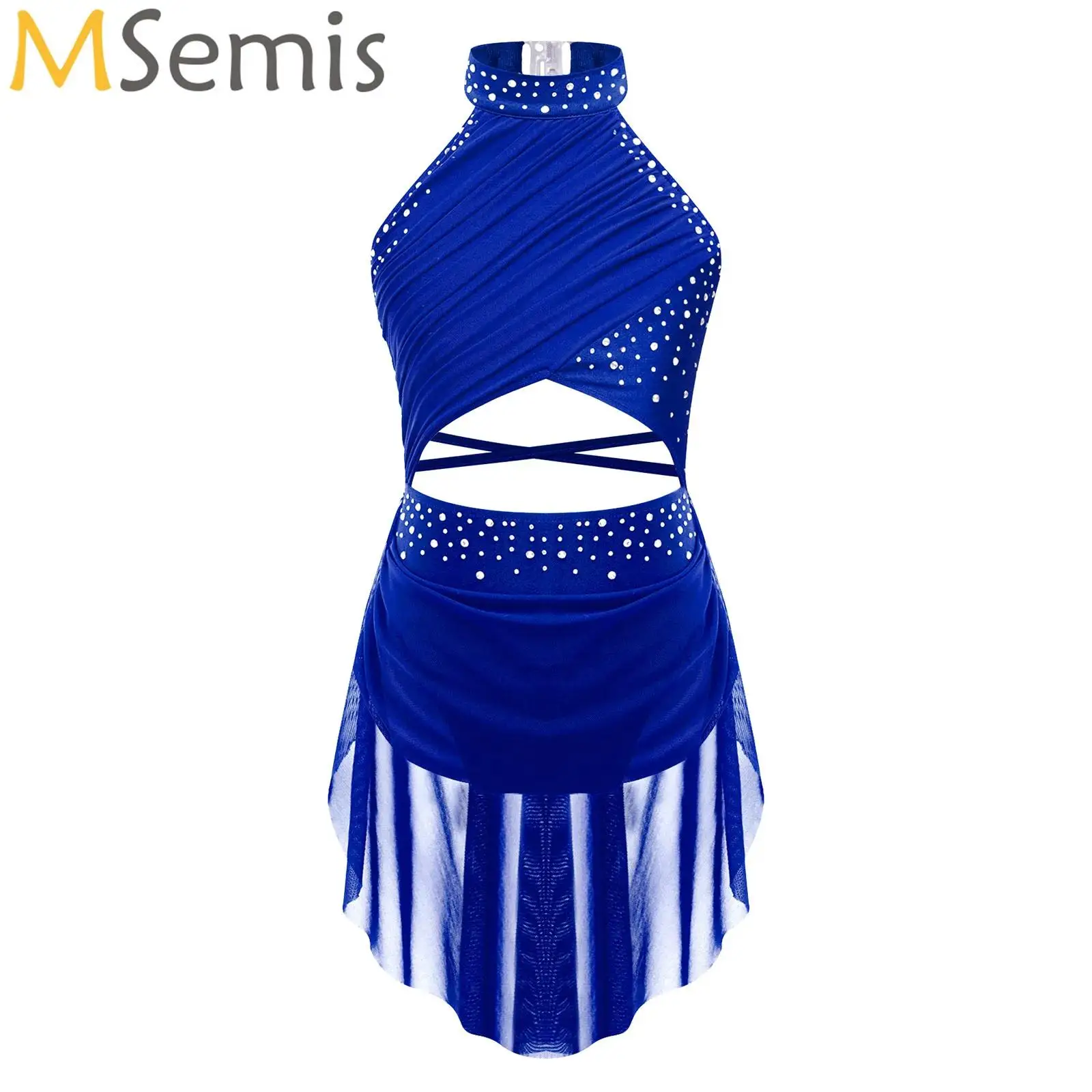 Kids Girls Lyrical Dance Performance Costume Figure Skating Ballet