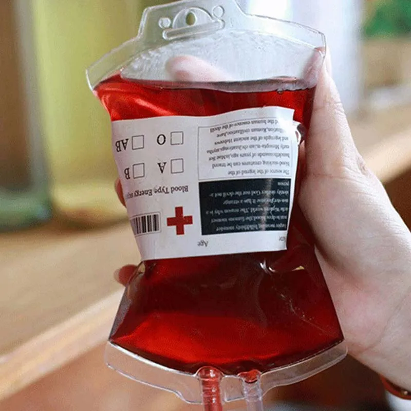 

350ML Halloween Blood Bag For PVC Reusable Drink Slime Pouches Vampire Theme Party Hospital Props Horror Decoration Accessories