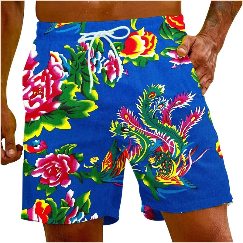 

3d Print Chinese Style Floral Graphic Shorts For Men Summer Quick Dry Swim Trunks Fashion Printed Mens Beach Board Shorts