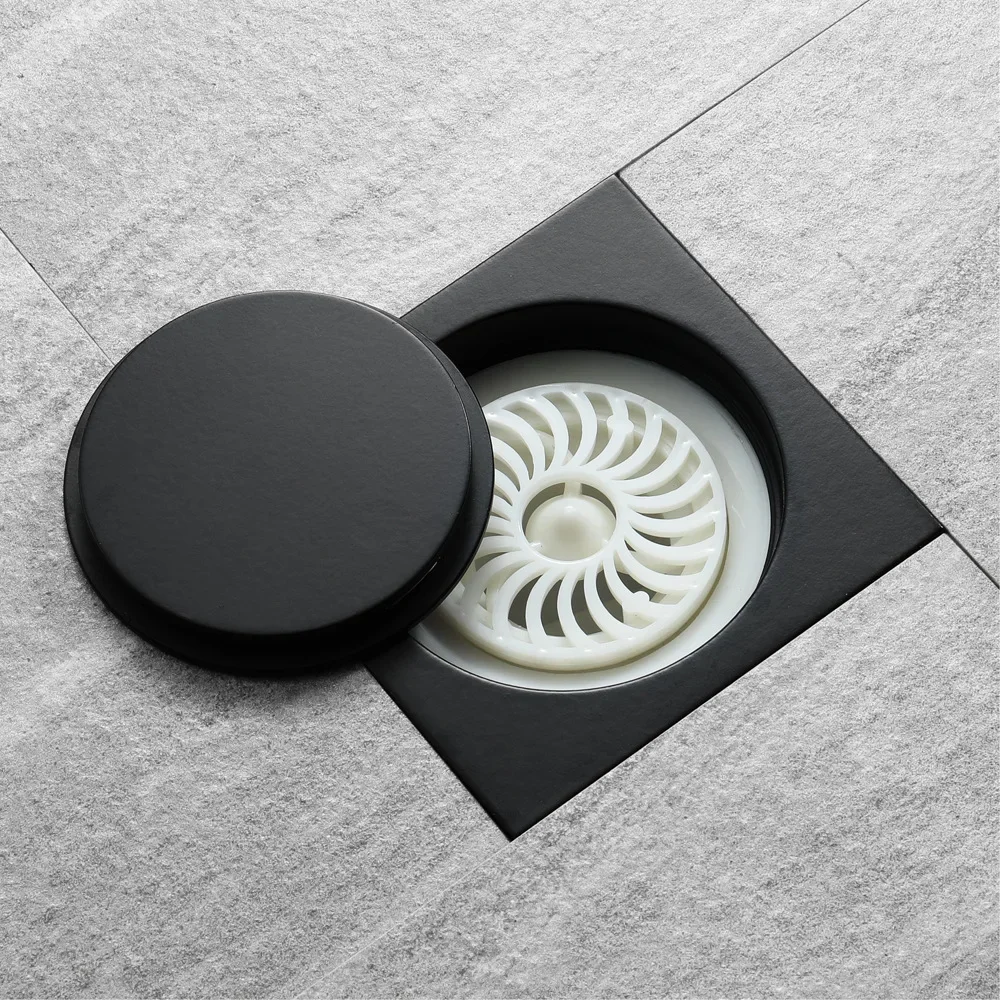 Shower Rooms Accessorie Electroplated Square Floor Drain Balcony Outdoor Drain Bathroom Renovation Hidden Installation 100X100MM