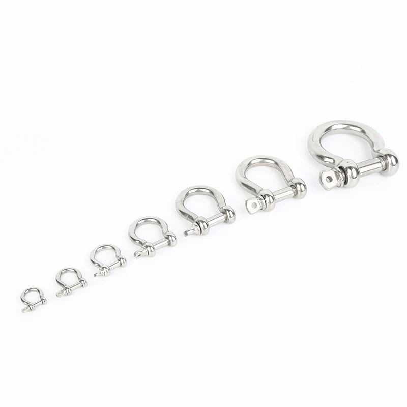 Stainless steel bow shackle screw pin rigging hardware M4-M38 D shaped U sling rope screw hook