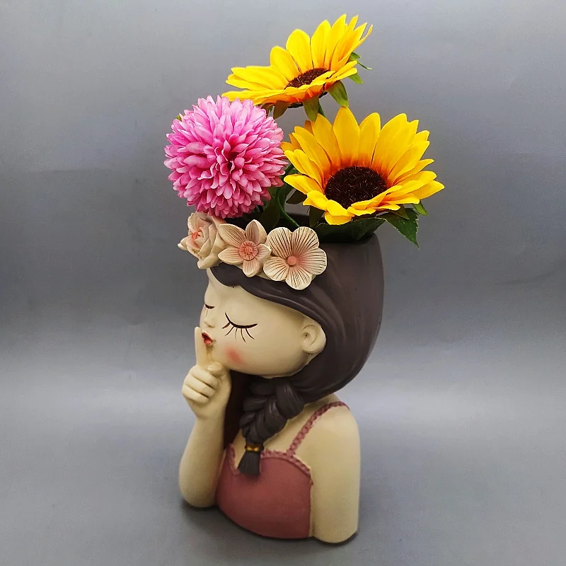 Cute Girl Flowerpot Silicone Mold – Large DIY Resin & Concrete Planter 2