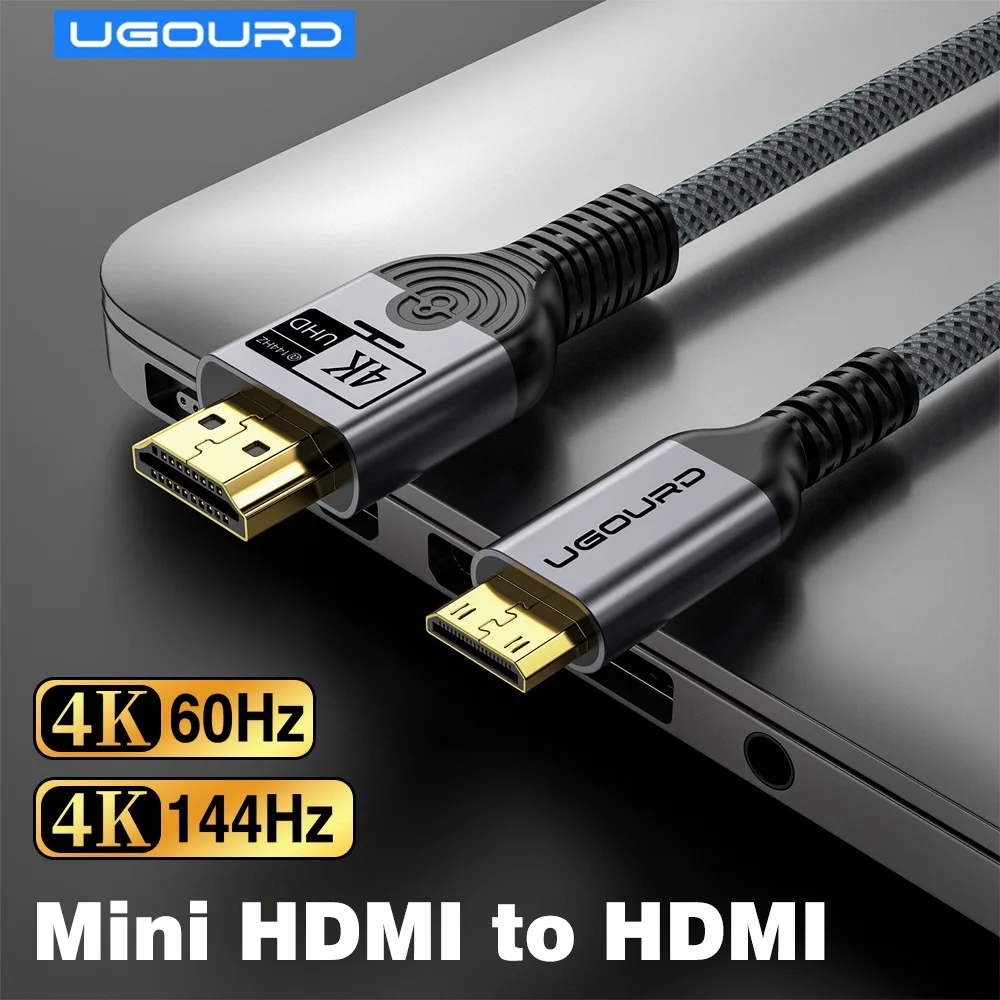 Premium Mini HDMI to HDMI 4K UHD HDR Braided Cable with Gold-Plated Connectors