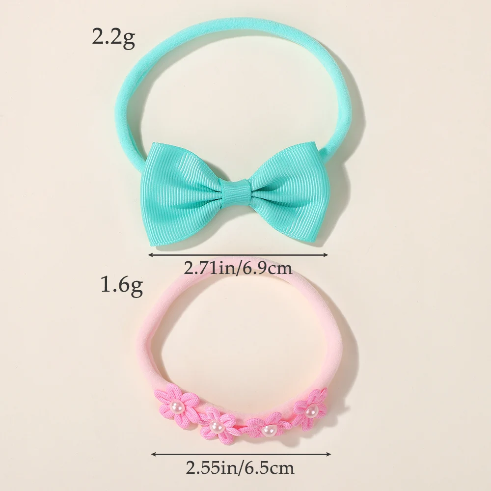 15개/세트 귀여운 부드러운 리본 머리띠  여자아이용 탄성 꽃 리본 헤어밴드  어린이 헤어 액세서리