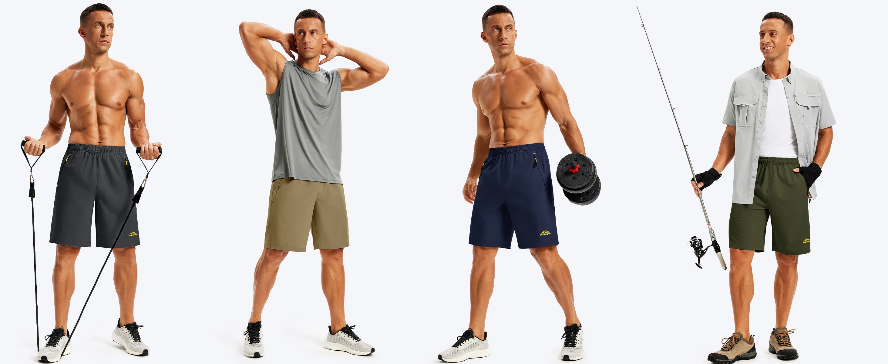 Herren 9-Zoll Schnelltrocknende Laufshorts Leichte Atmungsaktive Sommer-Shorts mit 3 Reißverschlusstaschen – Detail 12