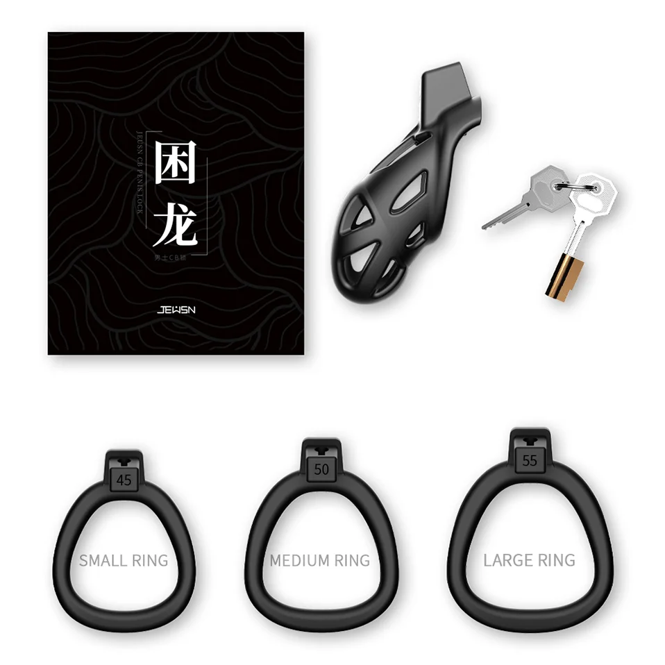 Penis Chastity Cage Chastity Lock Sex Toy Jeusn Chastity Cages for Men with Key Box Sex Toys Discreet Sissy Femboy Chastity Cock Cage Device Penis Rings Male with 3 Size