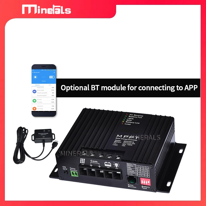 부하 출력 기능이 있는 12V 24V 10A 스마트 솔라 MPPT 컨트롤러 충전기 컨트롤러 지원 Bluetooth APP LCD 컨트롤러