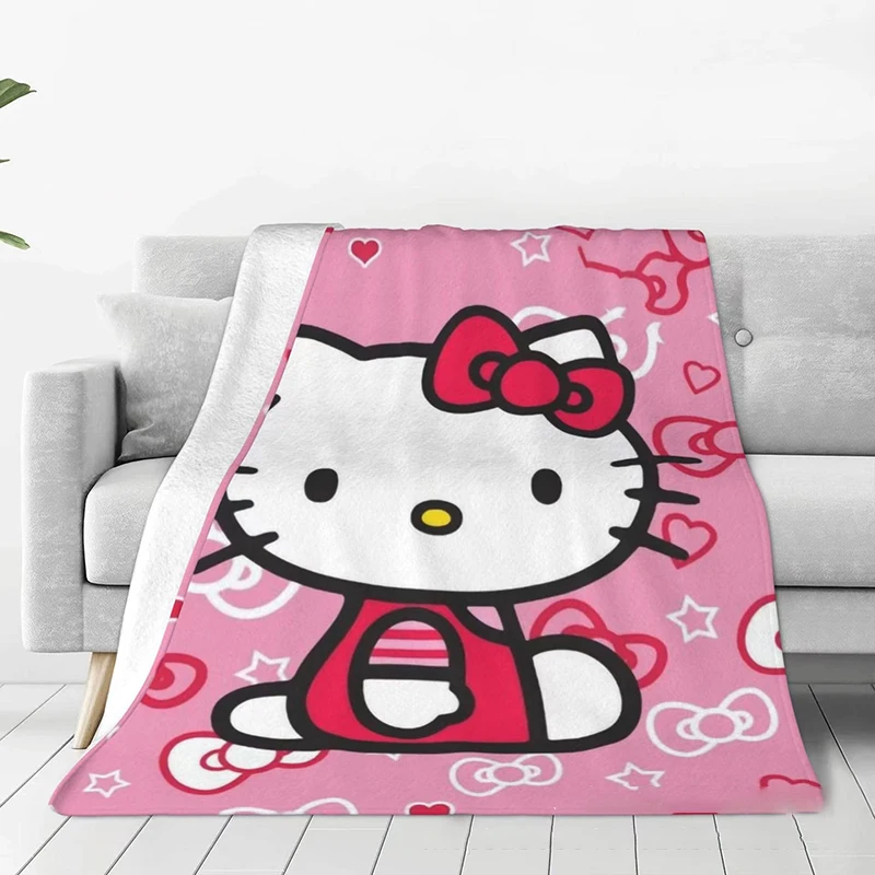 

Kawaii Sanrio Anime Blanket Cute Hello Kitty Thickening Soft Plush Comfort Woolen Blanket Cartoon Nap Blanket Gifts for Girls
