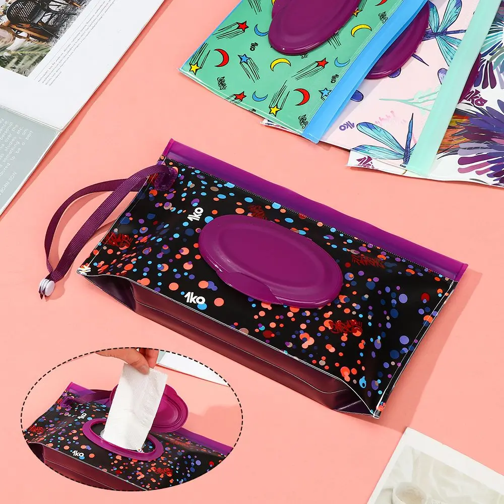 EVA Baby Wet Wipe Pouch Cute Snap-Strap Refillable Wet Wipes Bag Flip Cover Tissue Box Outdoor Useful Baby Stroller Accessories