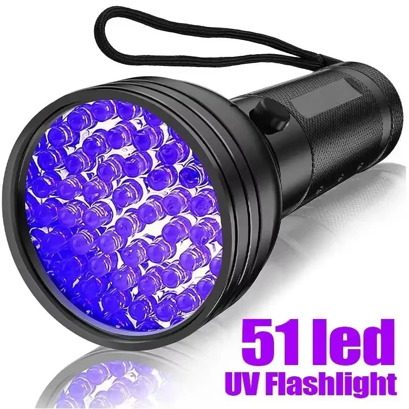 12/21/51 LED Protable UV Flashlight Black Light 395 NM Ultraviolet Torch Blacklight Detector for Dog Urine Pet Stain and Bed Bug
