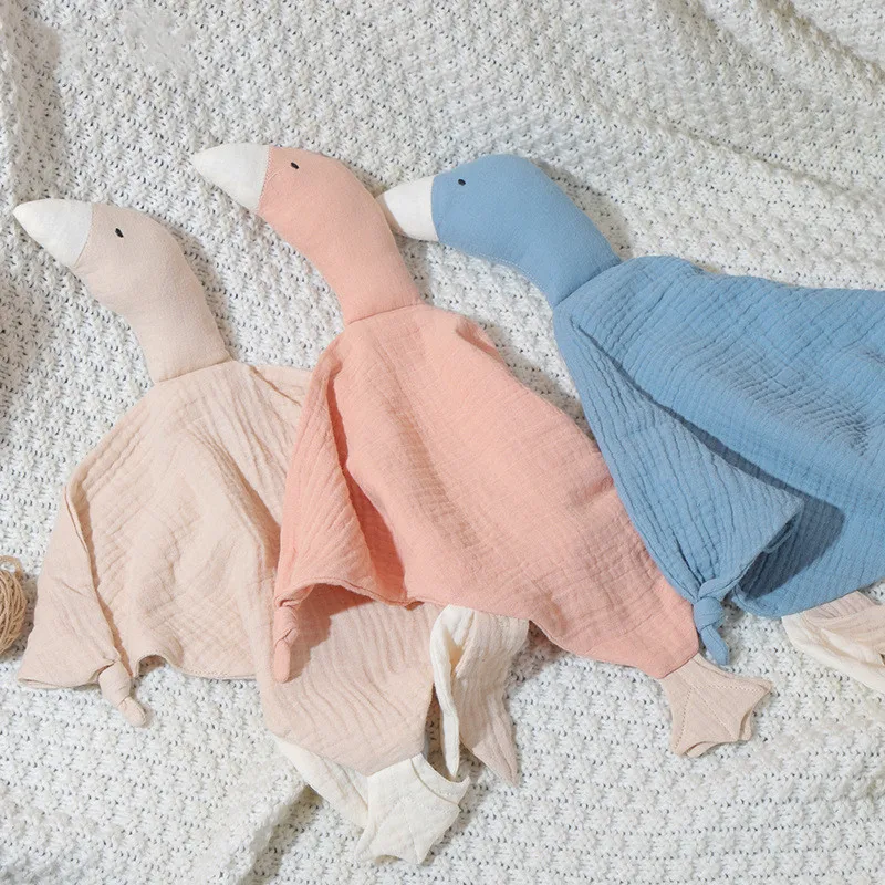 Baby Security Blanket Soft Cotton Muslin Comforter for Newborn Infant Sleeping Snuggle Toy Stuffed Animal Soothe Appease Towel 2